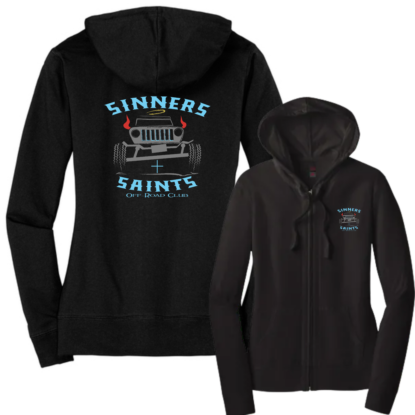 Sinners and Saints District Women’s Fitted Jersey Full-Zip Hoodie