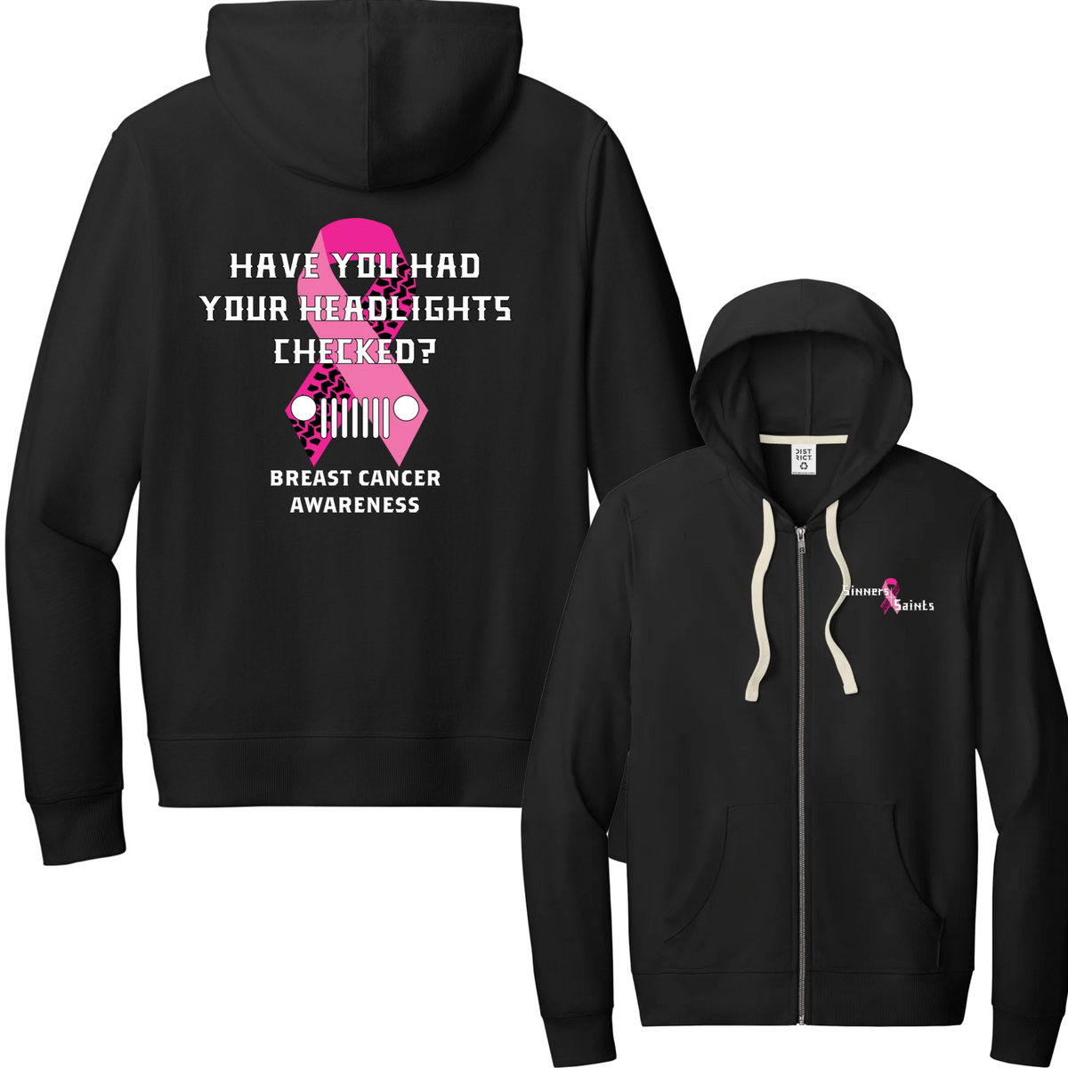 Sinners and Saints Breast Cancer Awareness District Women's Re-Fleece Full-Zip Hoodies