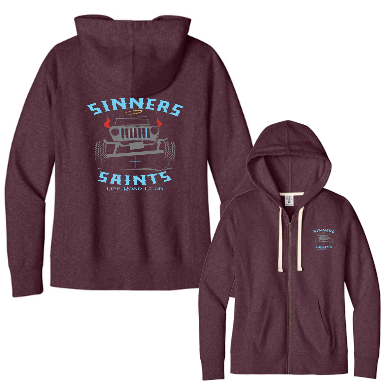 Sinners and Saints District Women's Re-Fleece Full-Zip Hoodies