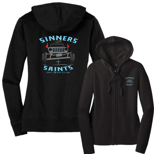 Sinners and Saints District Women’s Fitted Jersey Full-Zip Hoodie