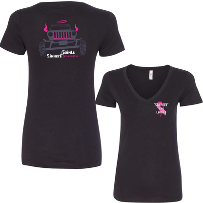 Sinners & Saints Breast Cancer Awareness Womens V Neck Tee
