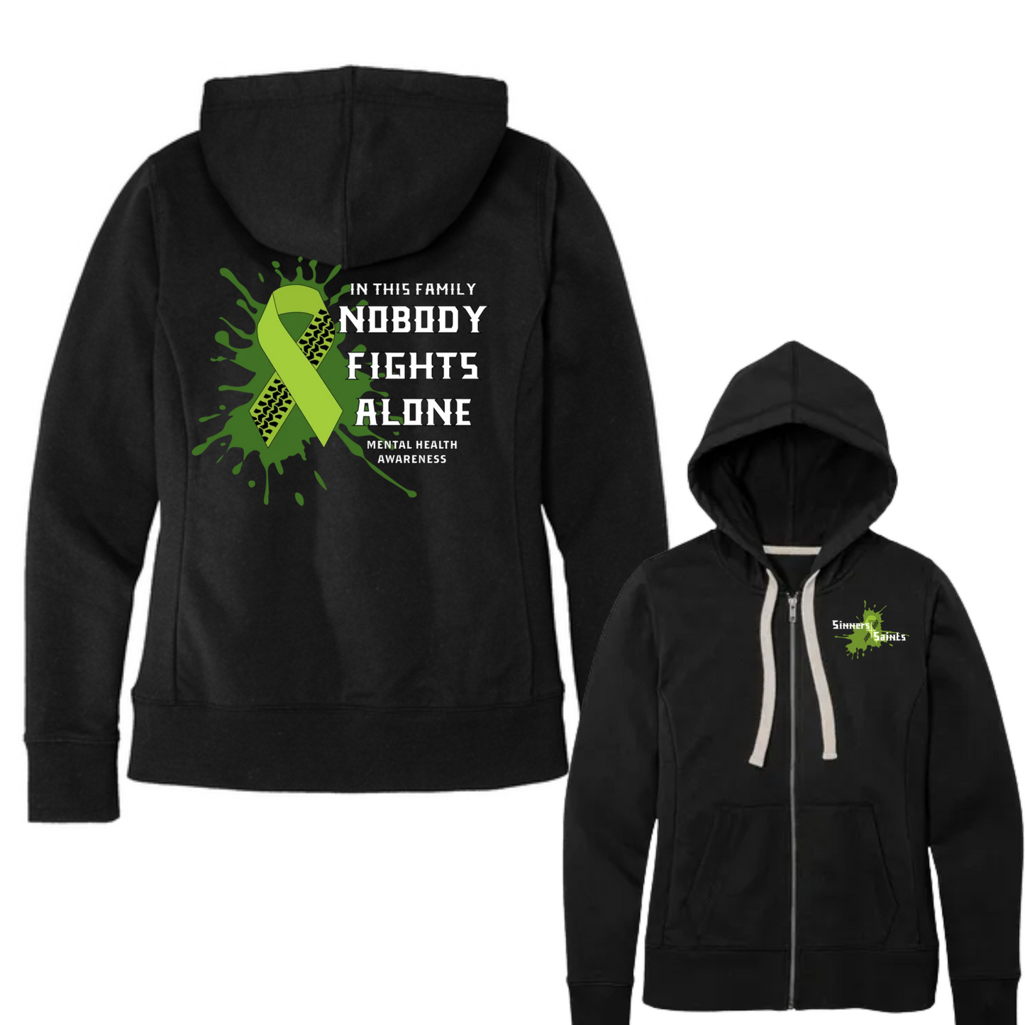 Sinners and Saints Mental Health District Women's Re-Fleece Full-Zip Hoodies