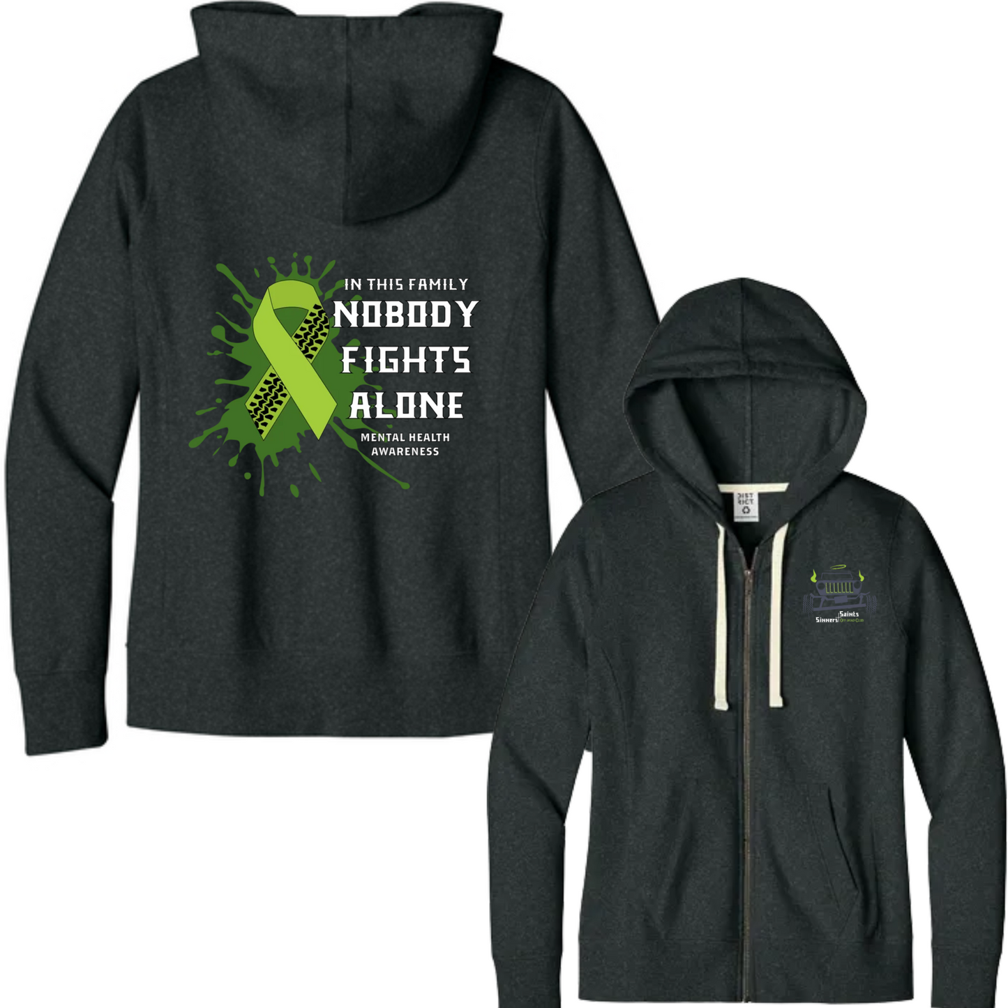 Sinners and Saints Mental Health District Women's Re-Fleece Full-Zip Hoodies
