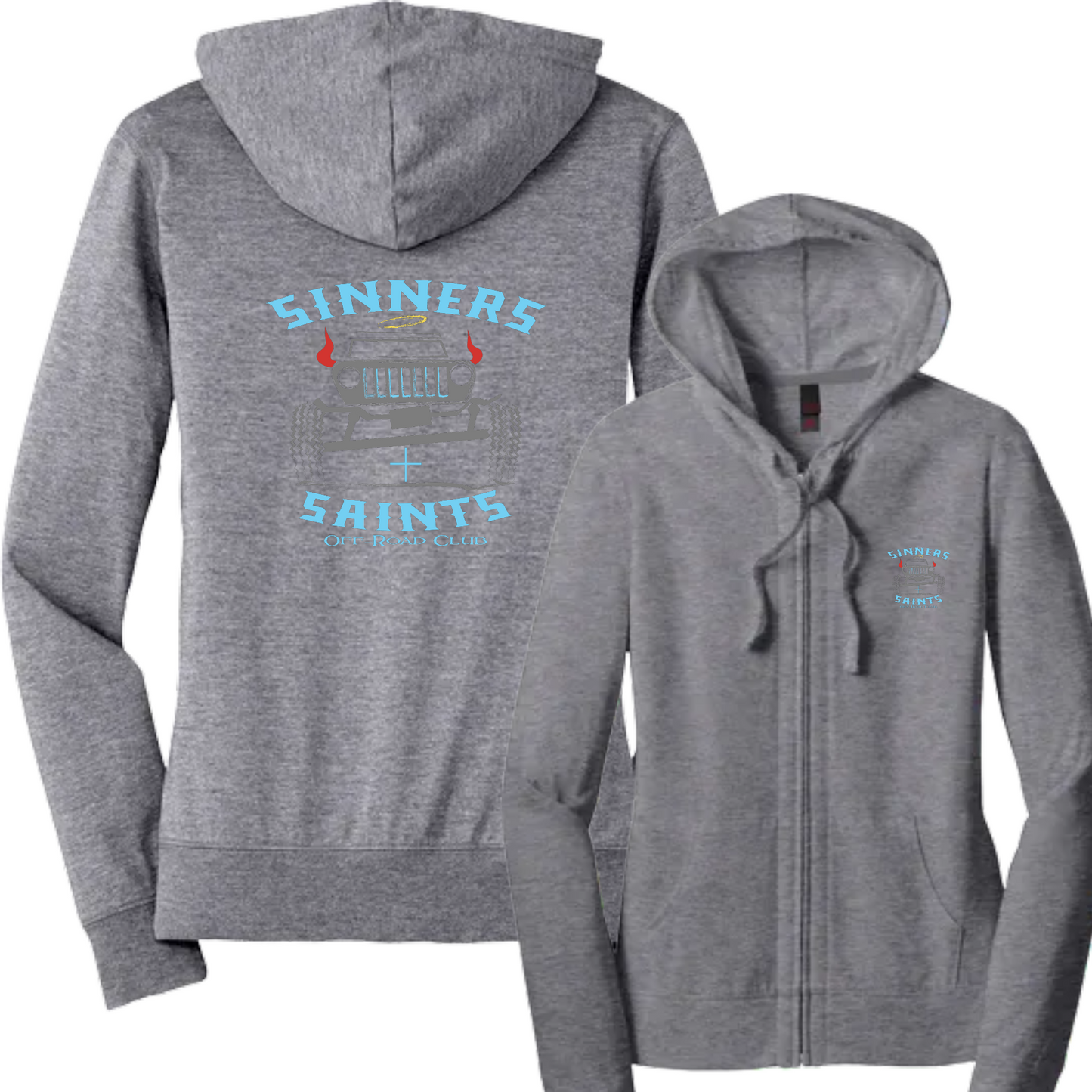 Sinners and Saints District Women’s Fitted Jersey Full-Zip Hoodie
