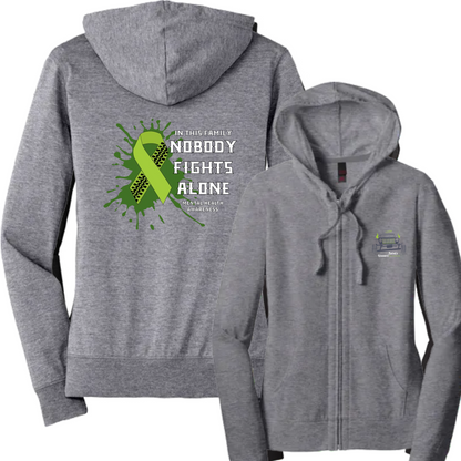 Sinners and Saints Mental Health District Women’s Fitted Jersey Full-Zip Hoodie