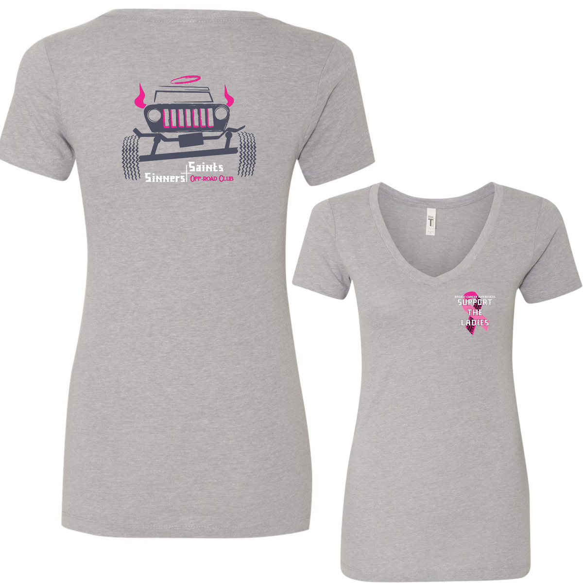 Sinners & Saints Breast Cancer Awareness Womens V Neck Tee