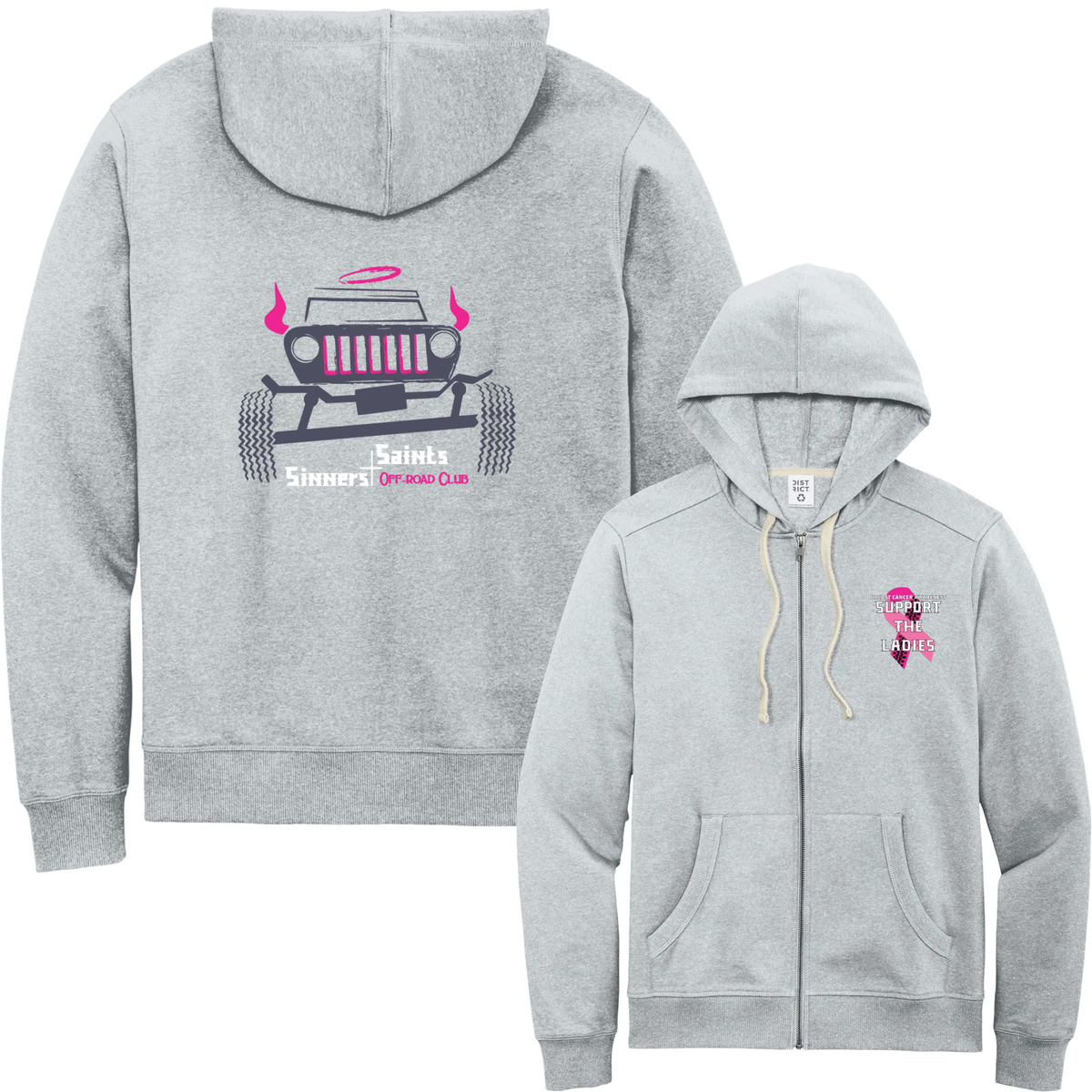 Sinners and Saints Breast Cancer Awareness District Women's Re-Fleece Full-Zip Hoodies