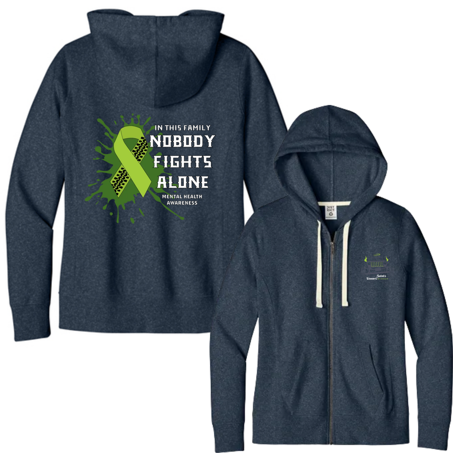 Sinners and Saints Mental Health District Women's Re-Fleece Full-Zip Hoodies