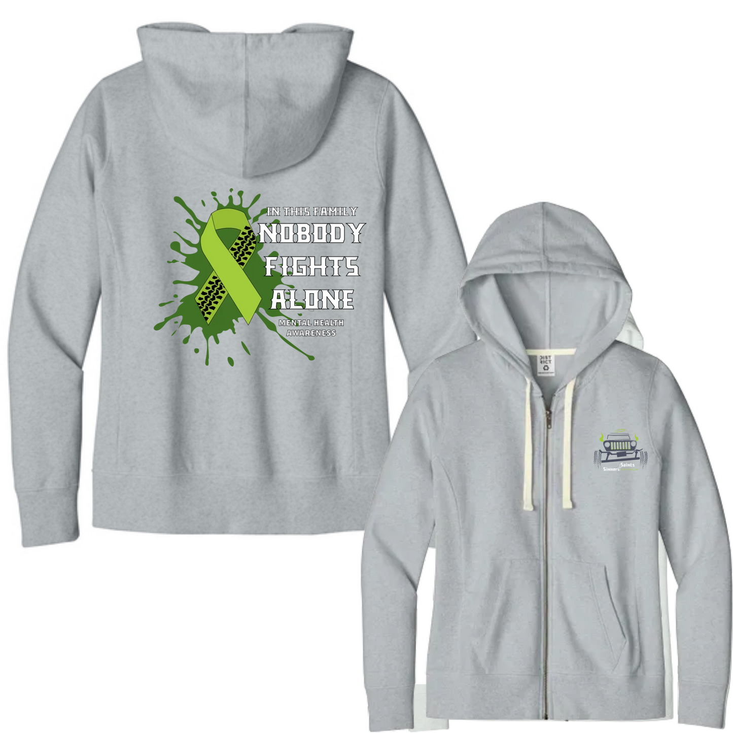 Sinners and Saints Mental Health District Women's Re-Fleece Full-Zip Hoodies