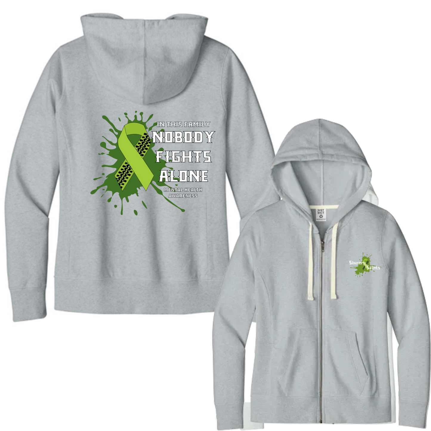 Sinners and Saints Mental Health District Women's Re-Fleece Full-Zip Hoodies