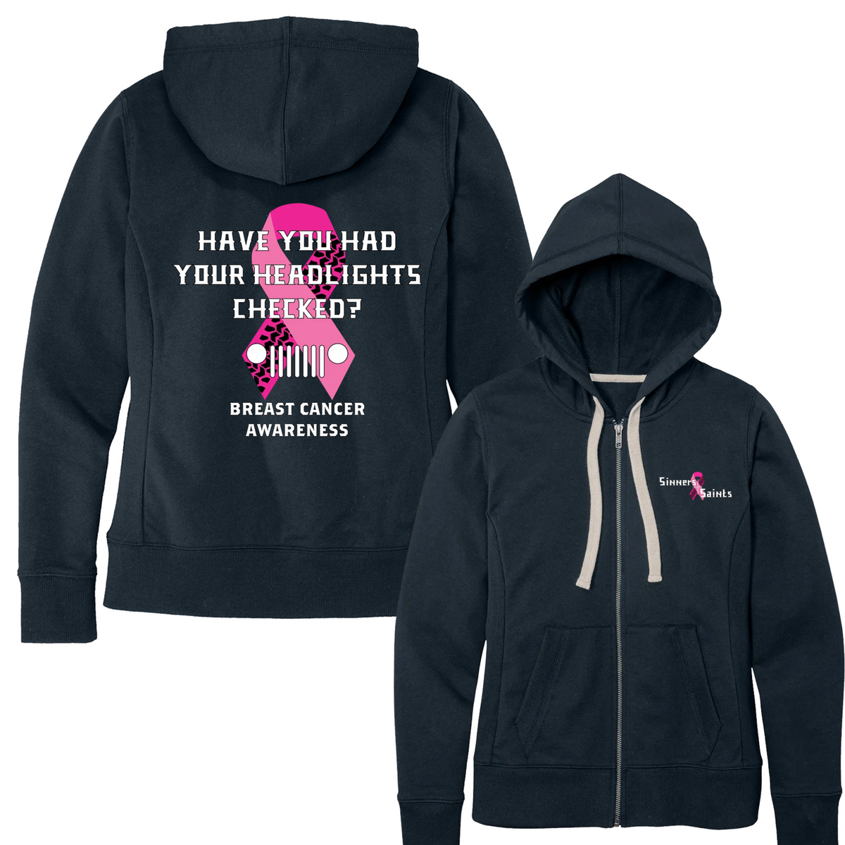 Sinners and Saints Breast Cancer Awareness District Women's Re-Fleece Full-Zip Hoodies