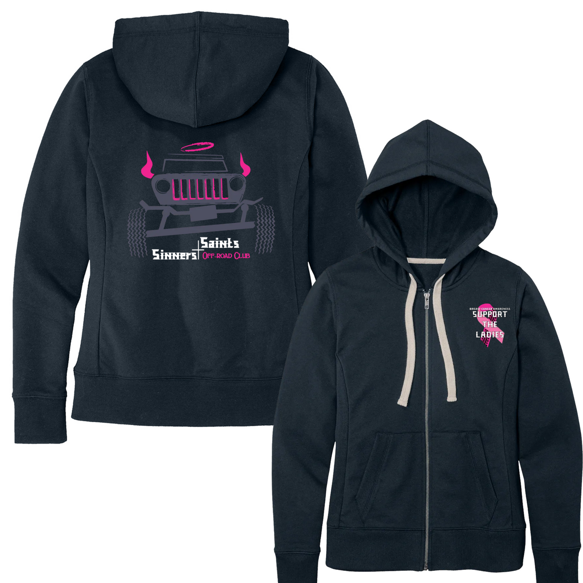Sinners and Saints Breast Cancer Awareness District Women's Re-Fleece Full-Zip Hoodies