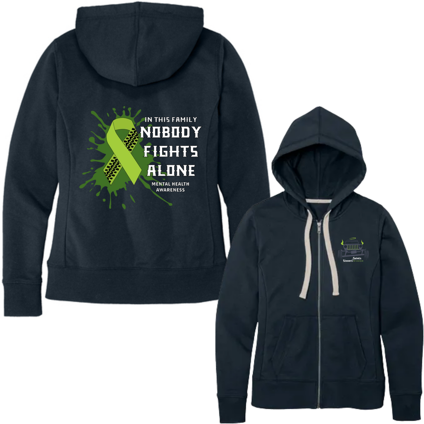 Sinners and Saints Mental Health District Women's Re-Fleece Full-Zip Hoodies