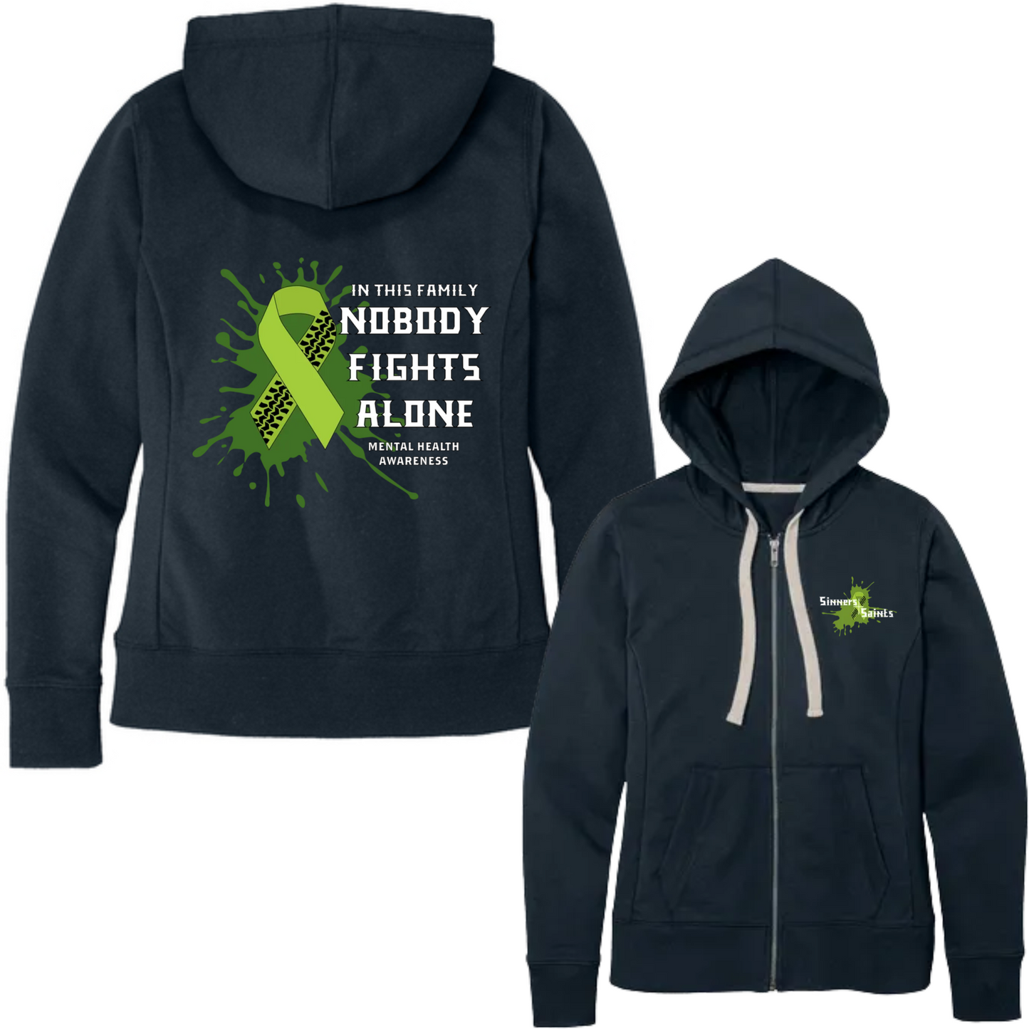 Sinners and Saints Mental Health District Women's Re-Fleece Full-Zip Hoodies
